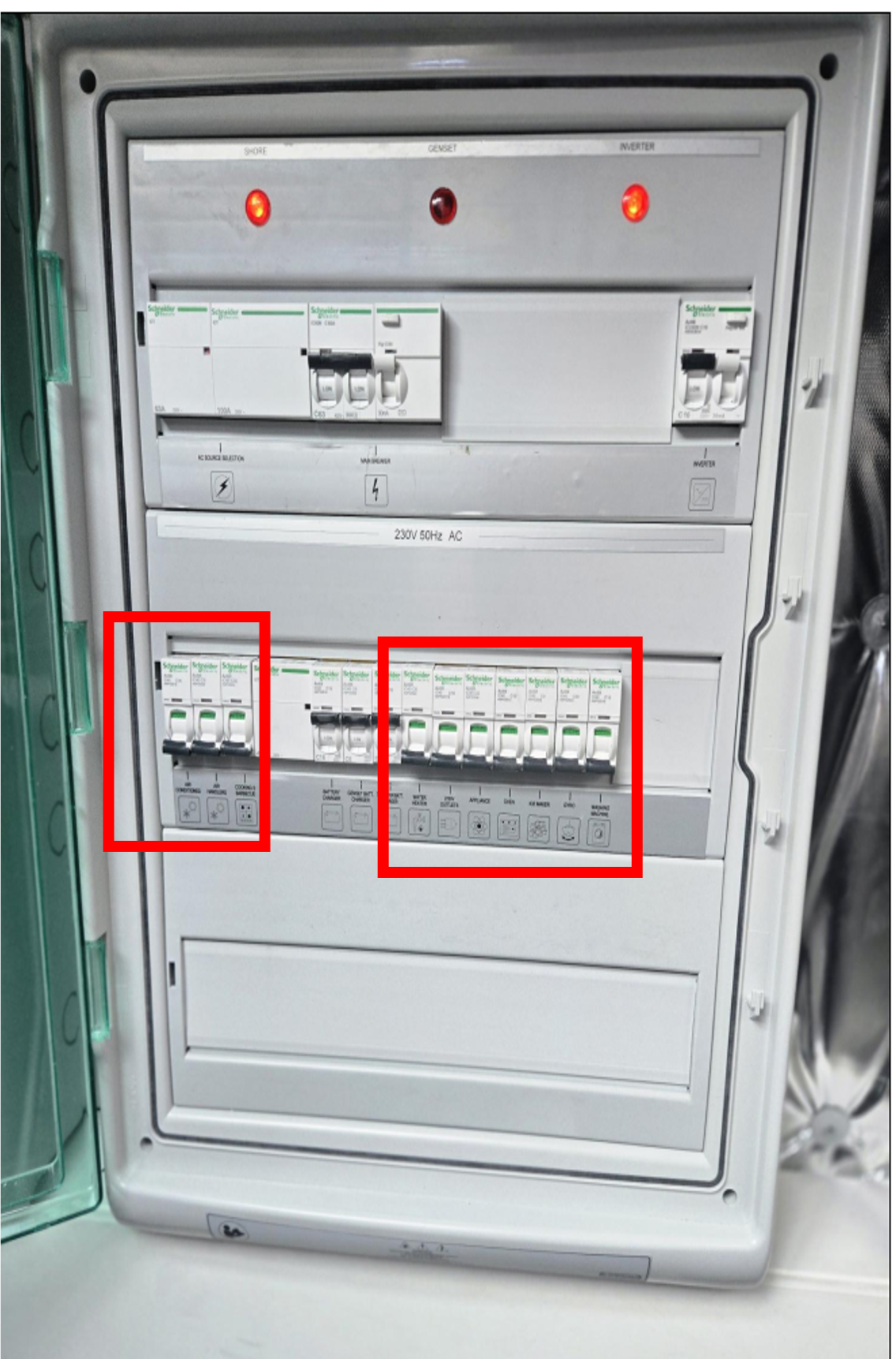 Disjoncteurs 230V à désactiver